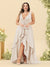A-Line/Princess Asymmetrical V-Neck Plus Size Bridesmaid Dresses With Ruffles