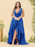 A-Line/Princess Asymmetrical V-Neck Plus Size Bridesmaid Dresses With Ruffles