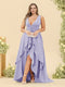 A-Line/Princess Asymmetrical V-Neck Plus Size Bridesmaid Dresses With Ruffles
