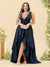 A-Line/Princess Asymmetrical V-Neck Plus Size Bridesmaid Dresses With Ruffles