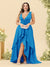A-Line/Princess Asymmetrical V-Neck Plus Size Bridesmaid Dresses With Ruffles
