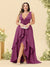A-Line/Princess Asymmetrical V-Neck Plus Size Bridesmaid Dresses With Ruffles