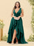 A-Line/Princess Asymmetrical V-Neck Plus Size Bridesmaid Dresses With Ruffles