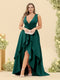 A-Line/Princess Asymmetrical V-Neck Plus Size Bridesmaid Dresses With Ruffles