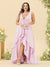 A-Line/Princess Asymmetrical V-Neck Plus Size Bridesmaid Dresses With Ruffles