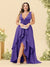 A-Line/Princess Asymmetrical V-Neck Plus Size Bridesmaid Dresses With Ruffles