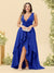 A-Line/Princess Asymmetrical V-Neck Plus Size Bridesmaid Dresses With Ruffles