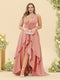 A-Line/Princess Asymmetrical V-Neck Plus Size Bridesmaid Dresses With Ruffles