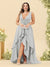 A-Line/Princess Asymmetrical V-Neck Plus Size Bridesmaid Dresses With Ruffles