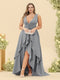 A-Line/Princess Asymmetrical V-Neck Plus Size Bridesmaid Dresses With Ruffles