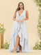 A-Line/Princess Asymmetrical V-Neck Plus Size Bridesmaid Dresses With Ruffles