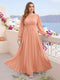 A-Line/Princess Floor-Length Long Sleeves Plus Size Bridesmaid Dresses With Sash