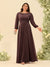 A-Line/Princess Floor-Length Long Sleeves Plus Size Bridesmaid Dresses With Sash