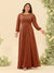 A-Line/Princess Floor-Length Long Sleeves Plus Size Bridesmaid Dresses With Sash