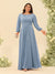 A-Line/Princess Floor-Length Long Sleeves Plus Size Bridesmaid Dresses With Sash