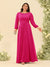 A-Line/Princess Floor-Length Long Sleeves Plus Size Bridesmaid Dresses With Sash