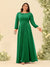 A-Line/Princess Floor-Length Long Sleeves Plus Size Bridesmaid Dresses With Sash