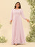 A-Line/Princess Floor-Length Long Sleeves Plus Size Bridesmaid Dresses With Sash