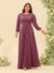 A-Line/Princess Floor-Length Long Sleeves Plus Size Bridesmaid Dresses With Sash