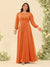 A-Line/Princess Floor-Length Long Sleeves Plus Size Bridesmaid Dresses With Sash
