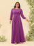 A-Line/Princess Floor-Length Long Sleeves Plus Size Bridesmaid Dresses With Sash