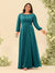 A-Line/Princess Floor-Length Long Sleeves Plus Size Bridesmaid Dresses With Sash