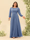 A-Line/Princess Floor-Length Long Sleeves Plus Size Bridesmaid Dresses With Sash