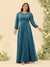 A-Line/Princess Floor-Length Long Sleeves Plus Size Bridesmaid Dresses With Sash