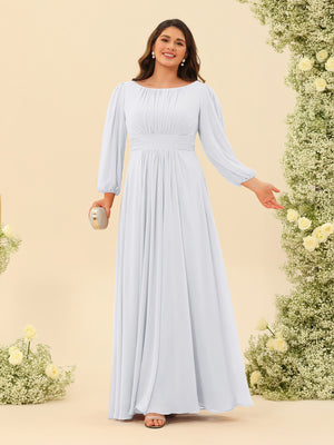 A-Line/Princess Floor-Length Long Sleeves Plus Size Bridesmaid Dresses With Sash