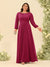 A-Line/Princess Floor-Length Long Sleeves Plus Size Bridesmaid Dresses With Sash