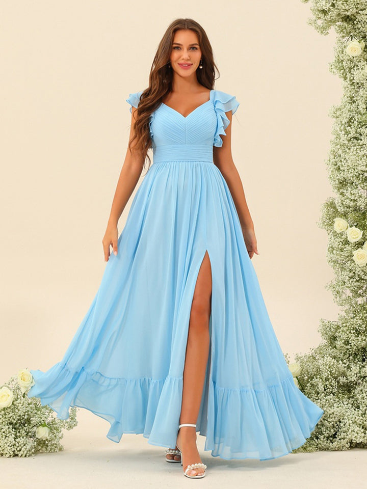 A-Line/Princess Ankle-Length Sleeveless Bridesmaid Dresses With Ruffles