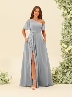 Lavetir Lavender A-Line/Princess One-Shoulder Floor-Length Split Side Bridesmaid Dresses 2026 Lavetir Lavender A-Line/Princess One-Shoulder Floor-Length Split Side Bridesmaid Dresses 2026