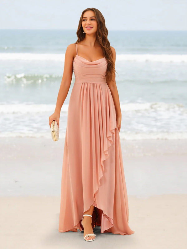 A-Line/Princess Asymmetrical Spaghetti Straps Ruffles Bridesmaid Dresses