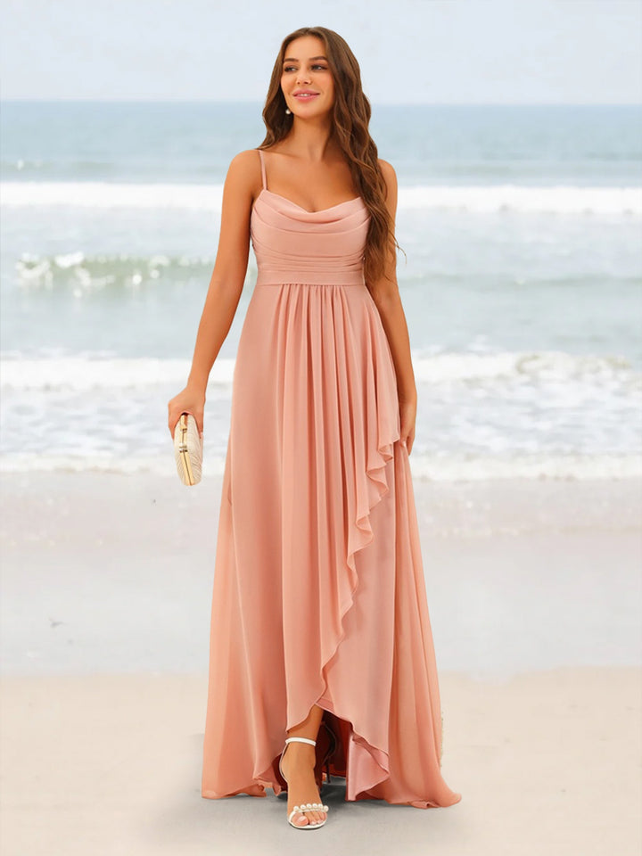 A-Line/Princess Asymmetrical Spaghetti Straps Ruffles Bridesmaid Dresses