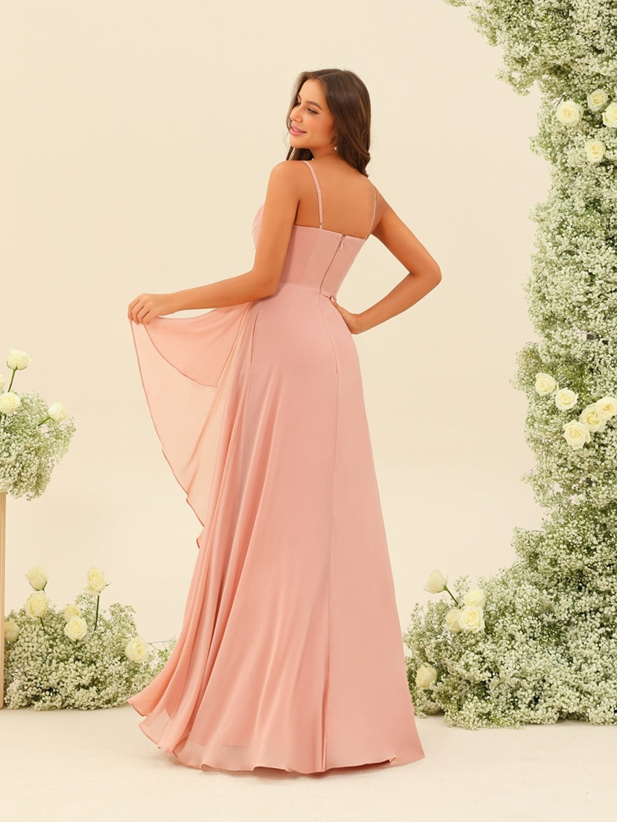 A-Line/Princess Asymmetrical Spaghetti Straps Ruffles Bridesmaid Dresses