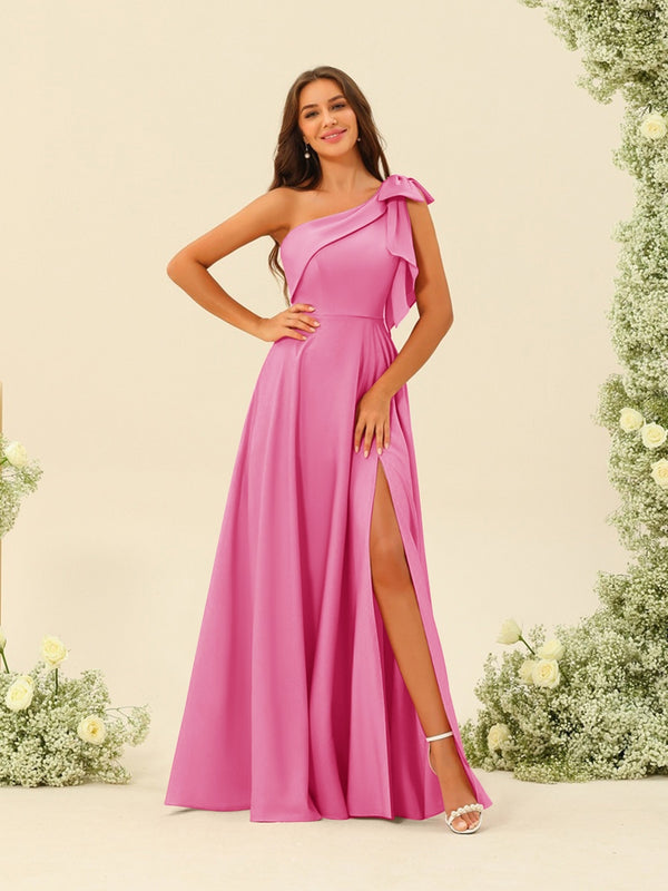 A-Line/Princess One-Shoulder Split Side Bridesmaid Dresses