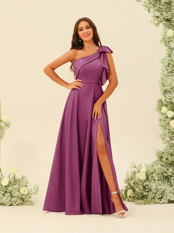 A-Line/Princess One-Shoulder Split Side Bridesmaid Dresses