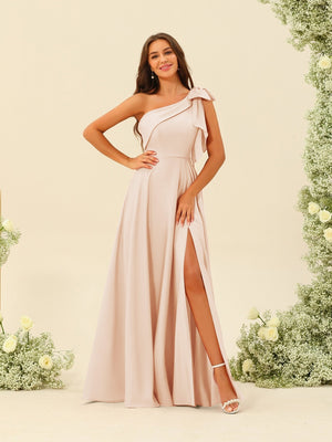 A-Line/Princess One-Shoulder Split Side Bridesmaid Dresses