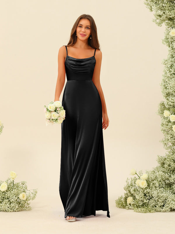Sheath/Column Spaghetti Straps Split Side Bridesmaid Dresses