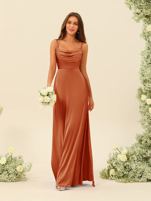 Sheath/Column Spaghetti Straps Split Side Bridesmaid Dresses