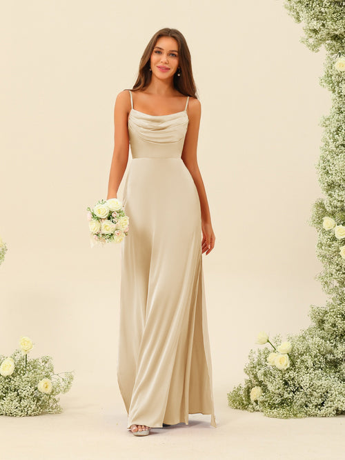 Sheath/Column Spaghetti Straps Split Side Bridesmaid Dresses