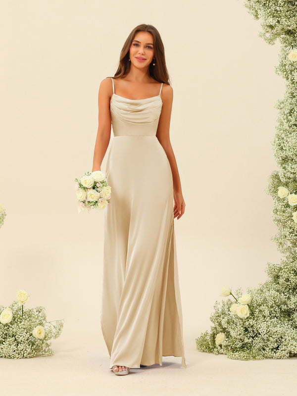 Sheath/Column Spaghetti Straps Split Side Bridesmaid Dresses