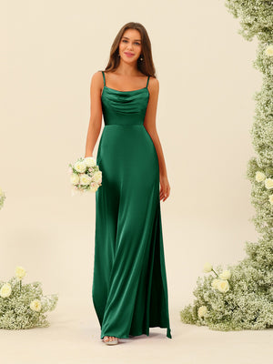 Sheath/Column Spaghetti Straps Split Side Bridesmaid Dresses