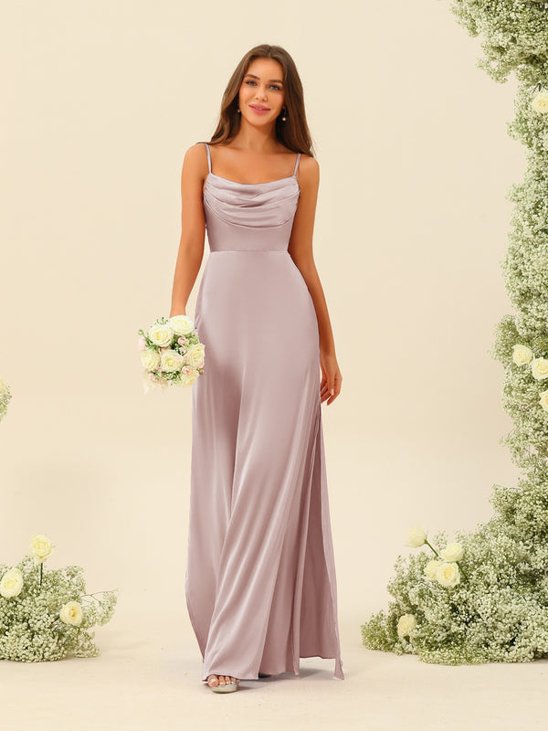 Sheath/Column Spaghetti Straps Split Side Bridesmaid Dresses
