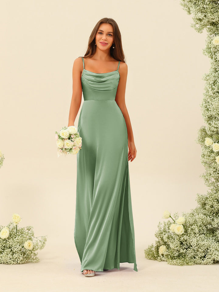 Sheath/Column Spaghetti Straps Split Side Bridesmaid Dresses
