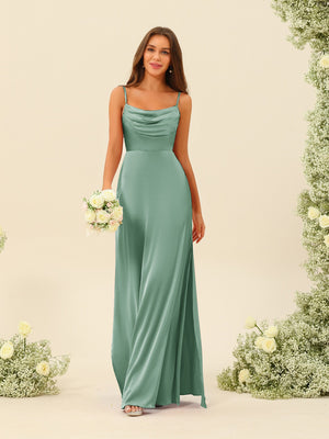 Sheath/Column Spaghetti Straps Split Side Bridesmaid Dresses