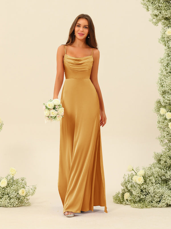 Sheath/Column Spaghetti Straps Split Side Bridesmaid Dresses