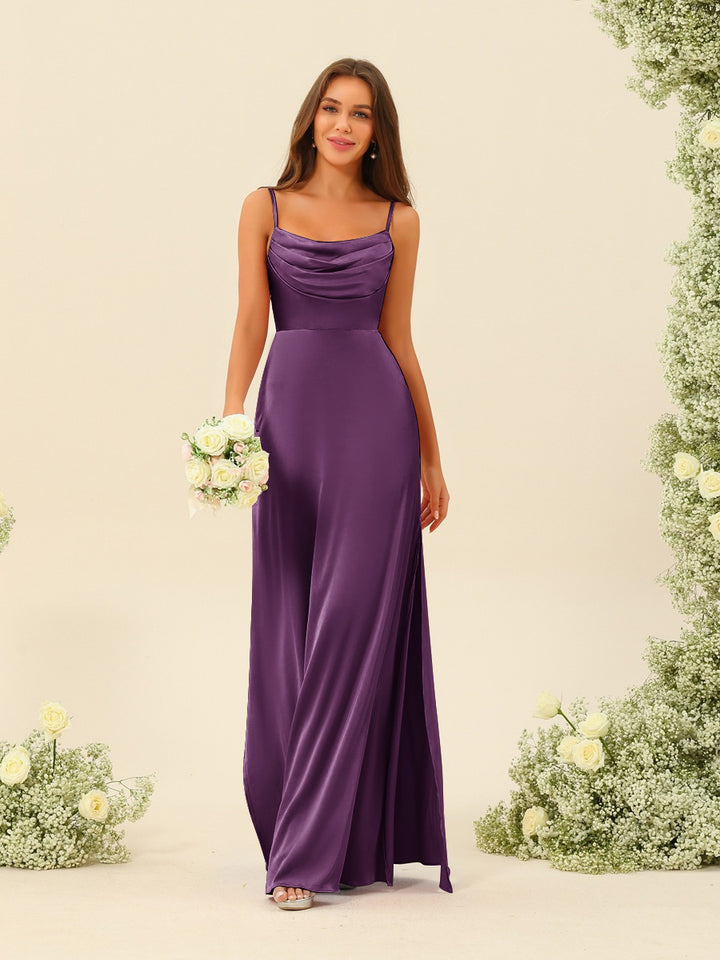 Sheath/Column Spaghetti Straps Split Side Bridesmaid Dresses