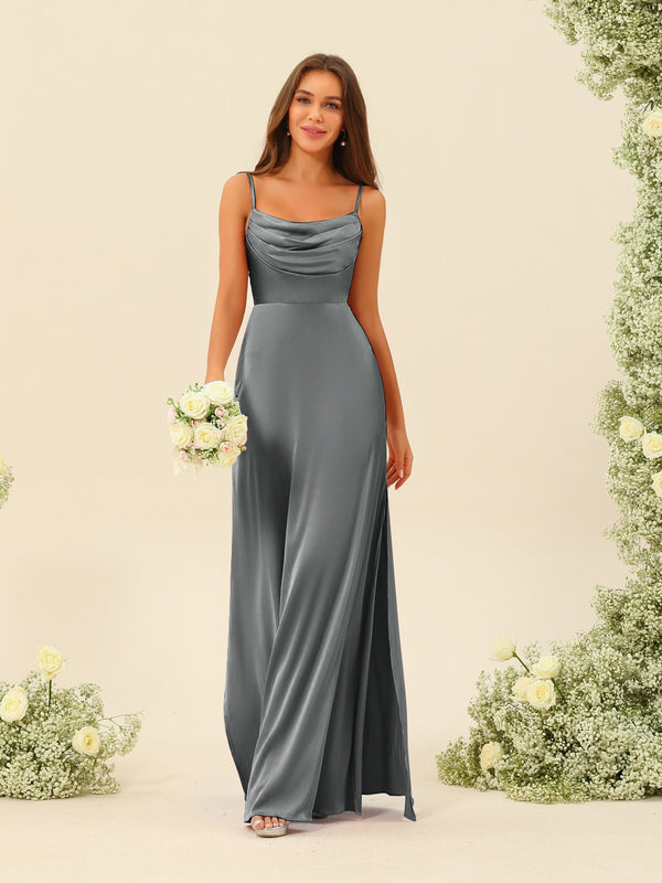 Sheath/Column Spaghetti Straps Split Side Bridesmaid Dresses