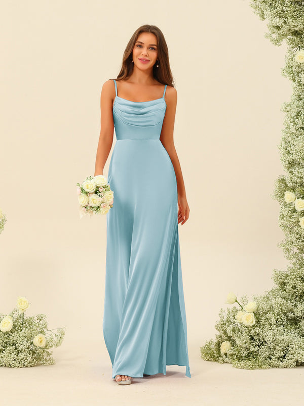 Sheath/Column Spaghetti Straps Split Side Bridesmaid Dresses